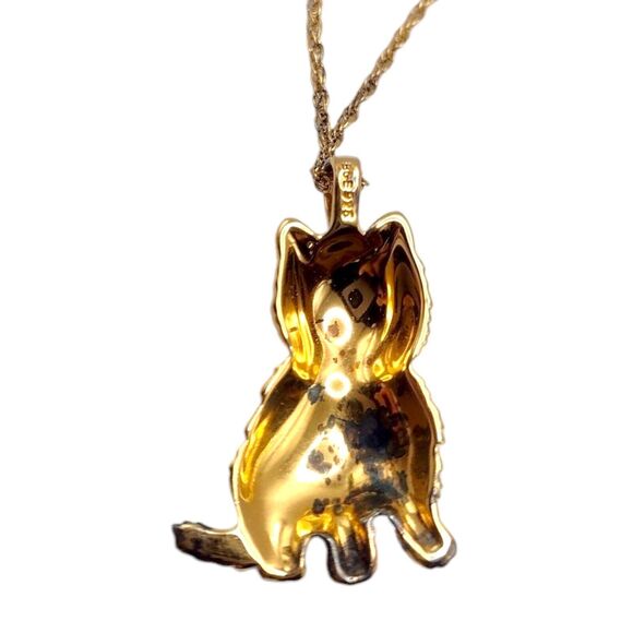 Vintage BGE Sterling Silver 925 Gold Vermeil Terrier Dog Pendant Necklace 18” - Picture 11 of 13